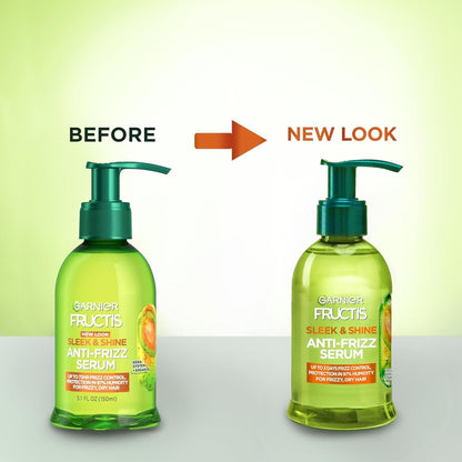 Fructis Sleek & Shine Anti-Frizz Serum for Frizzy, Dry Hair, Argan Oil, 5.1 Fl Oz, 2 Count (Packaging May Vary)