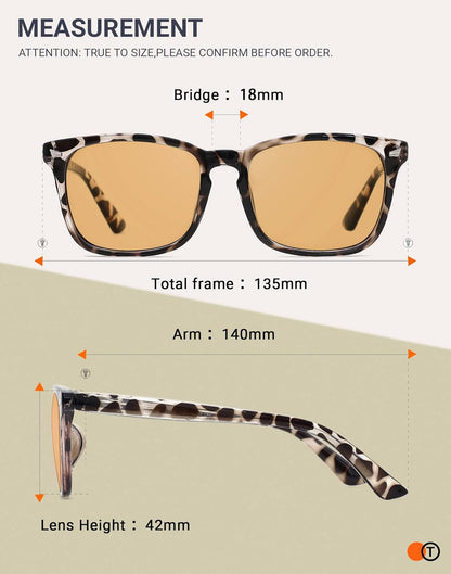 Polarized Sunglasses for Womens and Mens,Classic Square Frames Shades for UV Protection, Stylish and Trendy Sunnies