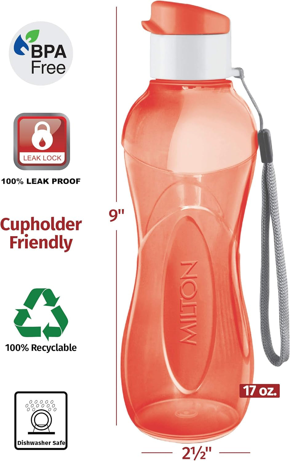 Water Bottle Kids Reusable Leakproof 17 Oz 4-Pack Plastic Wide Mouth Large Big Drink Bottle BPA & Leak Free with Handle Strap Carrier for Cycling Camping Hiking Gym Yoga - WORLD TIME VISITS