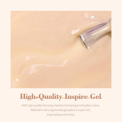 Nude Gel Nail Polish Apricot Gold Glitter Shimmer Neutral Sheer Nude Gel Polish Soak off LED UV Curing Requires Beige Pigment Jelly French Manicure Nail Gel Polish 15Ml 1 Piece for Home Salon