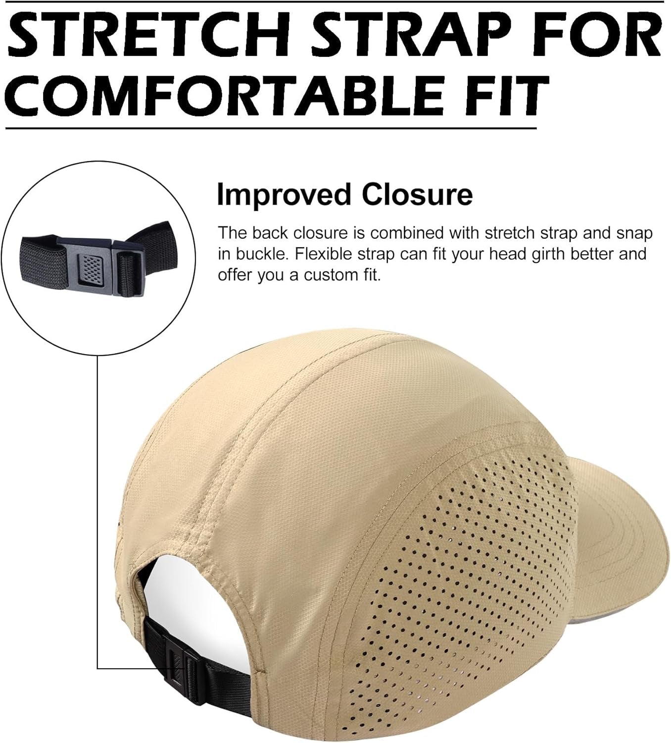 Cooling Breathable Mesh Sports Cap Lightweight Quick Dry Run Hat with Reflective Trim for Men Women Outdoor UPF 50+ Sun Hats