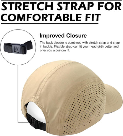 Cooling Breathable Mesh Sports Cap Lightweight Quick Dry Run Hat with Reflective Trim for Men Women Outdoor UPF 50+ Sun Hats
