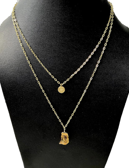 ALPHA® Raw Citrine Necklace with CZ Charm Pendant, Women Jewelry Rough Dainty Jewelry