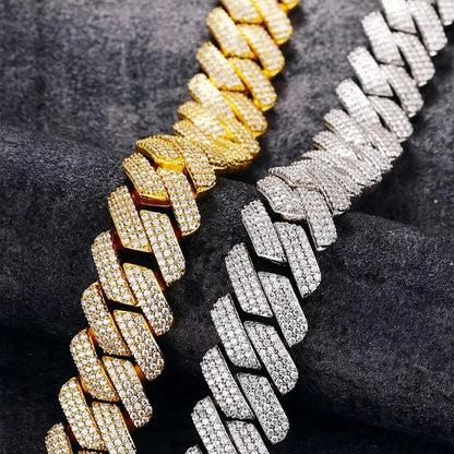 High Quality Fashion Jewelry 20mm Width Hip Hop Cuban Chain Bracelet Silver Gold Iced Out Diamond Cuban Link Bracelet Mens