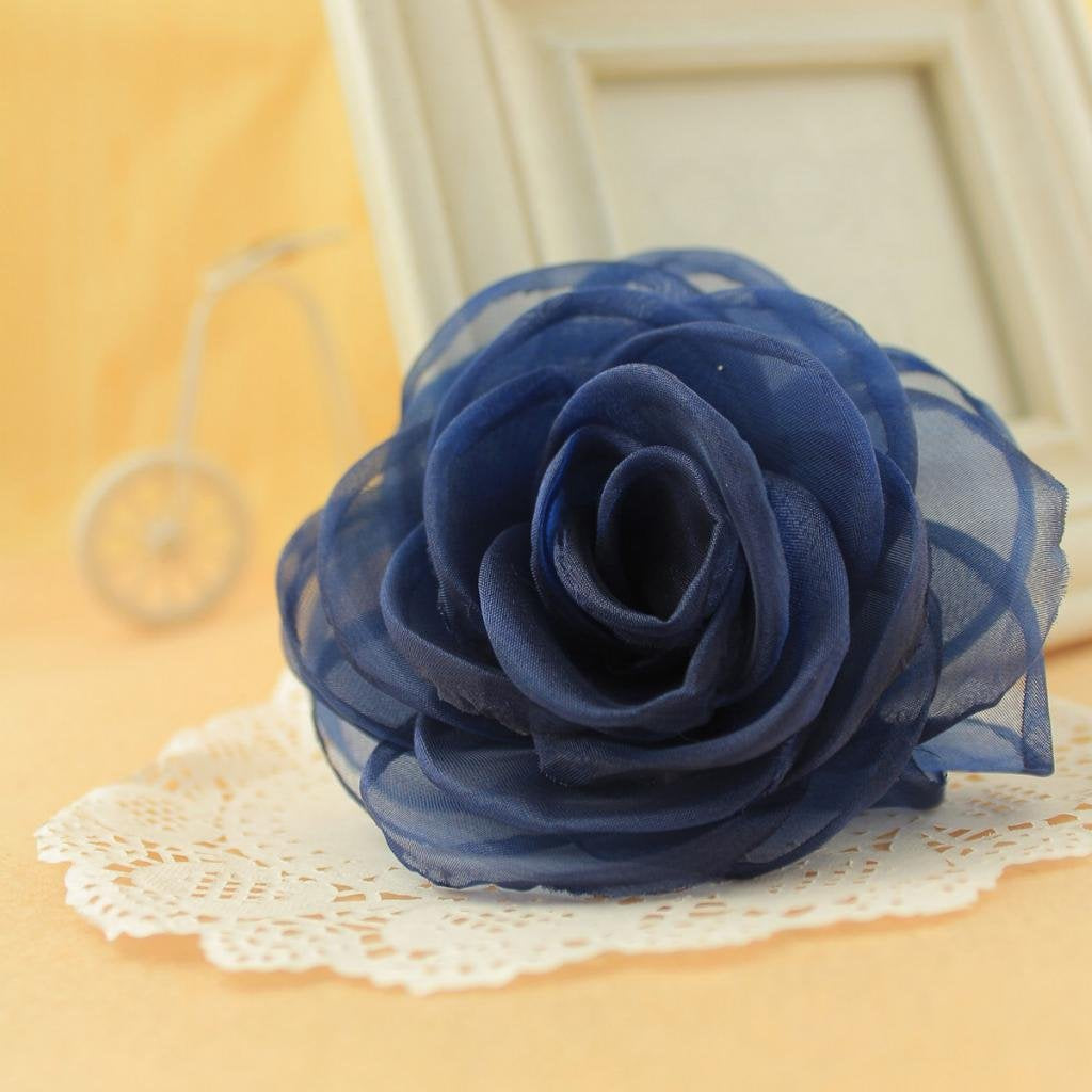 Rose Flower Hair Clips, Brooches, and Pins with Blue Accent | Versatile Floral Accessories for Women