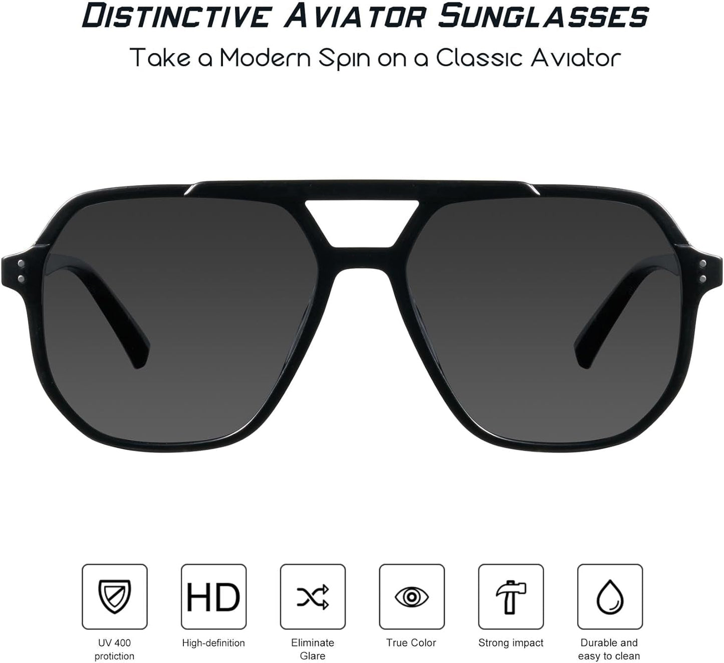 Oversized Aviator Sunglasses for Women and Men with Polarized Lens MS52243