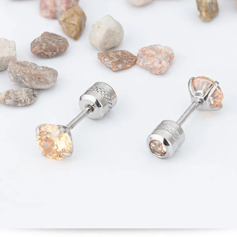 2Pc/Pair New Fashion Crystal Zircon Stainless Steel Stud Earrings Elegant Jewelry for Women