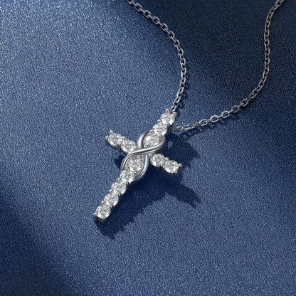 Cross Necklace, Christian Gifts for Her, Moissanite Cross Pendant for Men, 925 Sterling Silver Crucifix Pendant, Religious Gifts for Women and Men