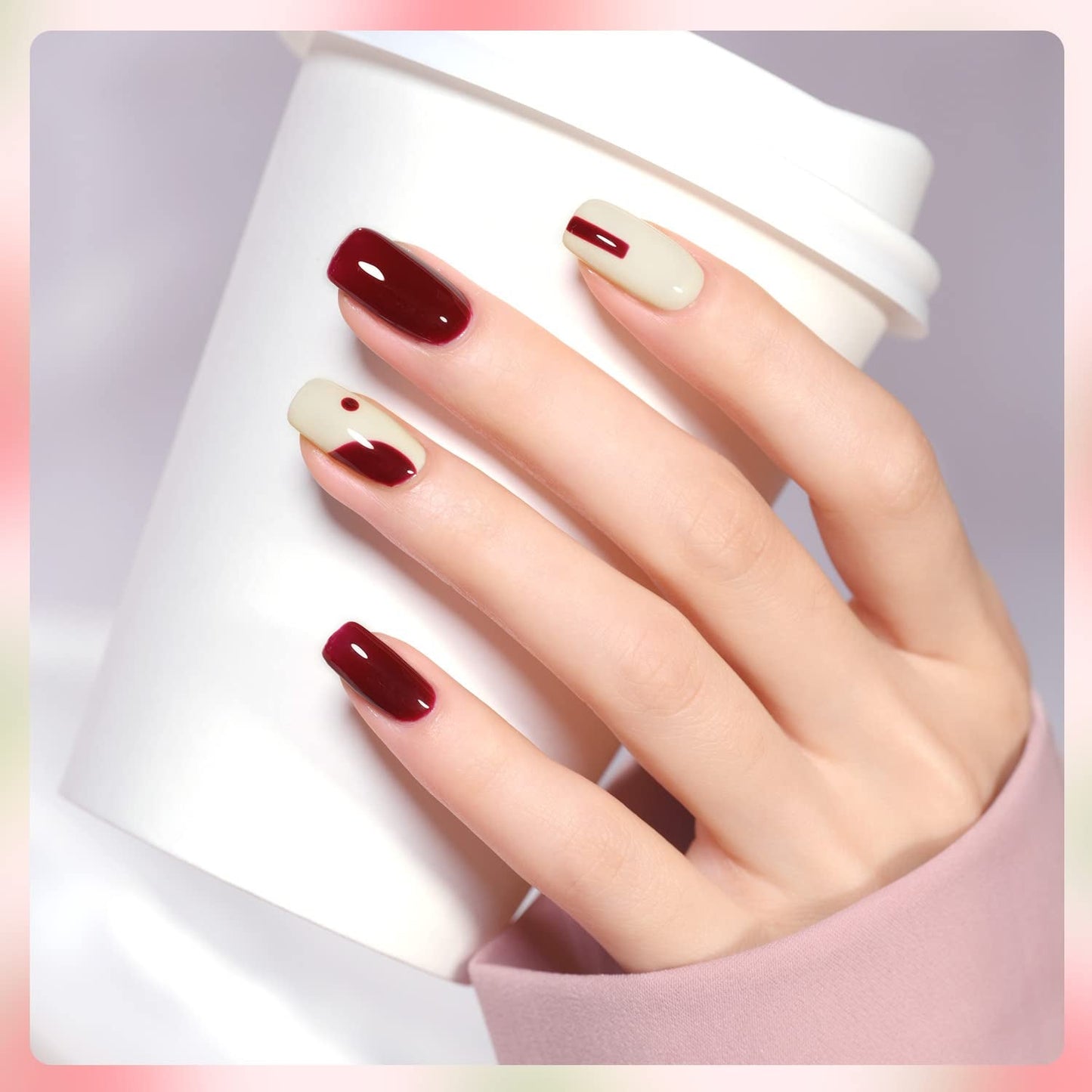 Gel Nail Polish Kit, 3 Colors 16Ml Jelly Pink off White Red, Sheer Soak off UV Gel Polish Set - Creamy Berry