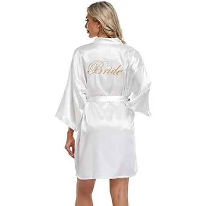 Bridal Party Wedding Robe Gold Letter Bride Robes Bridesmaids Sleepwear Nightwear Wedding Bathrobe