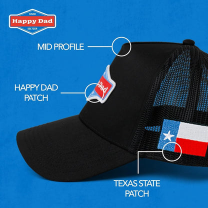 Happy Dad Hats for Men and Women, Available in Trucker Hat, 6 Panel Snapback Hat or Baseball Cap, Holiday & Birthday Gifts