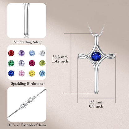 Mother'S Day Gifts for Mom Cross Necklaces for Women Sterling Silver Faith Cross Pendant Necklace with Birthstone Christmas Birthday Jewelry Gifts for Women Girls