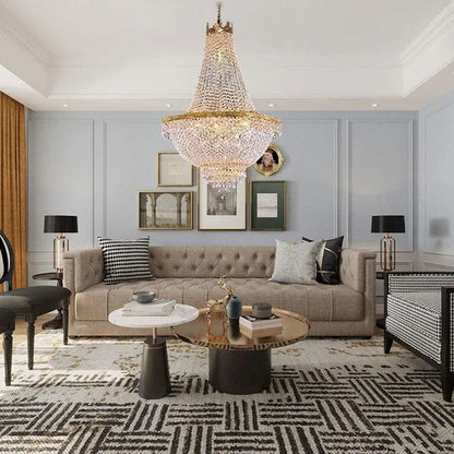 Gold 110V French Empire Crystal Gold Chandelier Lighting, Hanging Crystal Chandelier