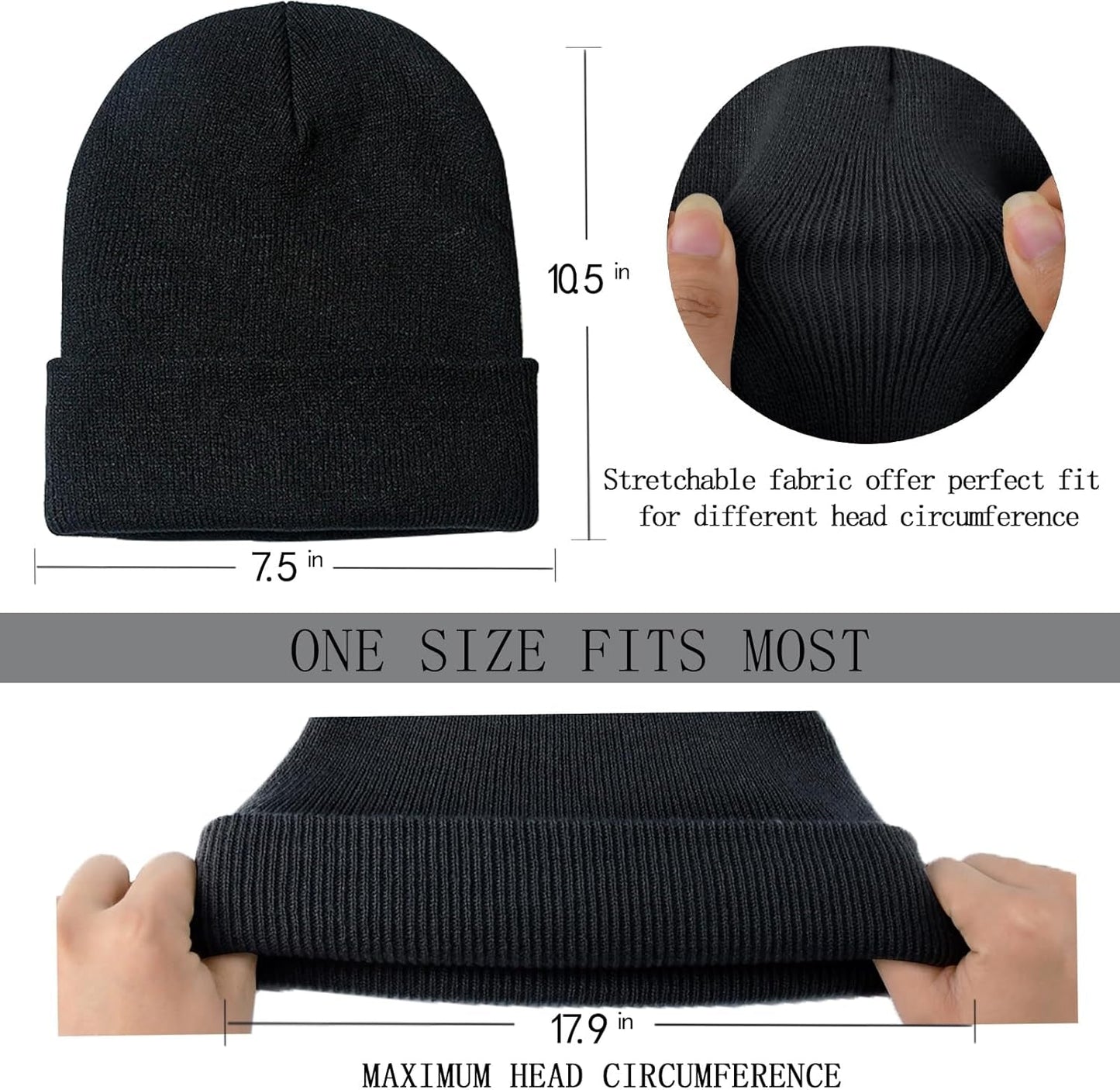 1&2 Pack Beanie for Men Women Slouchy Beanie Hats Winter Knit Caps Soft Ski Hat Unisex