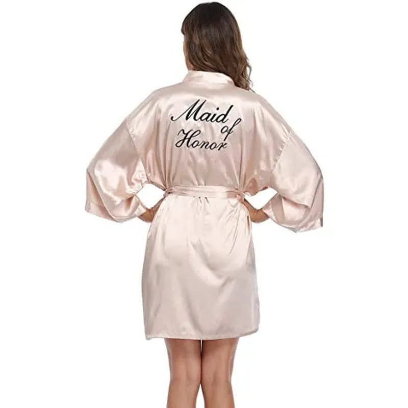 Bridal Party Wedding Robe Gold Letter Bride Robes Bridesmaids Sleepwear Nightwear Wedding Bathrobe