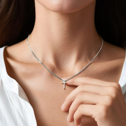 Gold Necklace for Women,Valentines Day Gifts, Cross Necklace Dainty 18K Real Gold Silver Plated, Cute Simple Small Trendy Choker Pendant Jewelry Non Tarnish Gold Necklace Faith Jewelry Gift