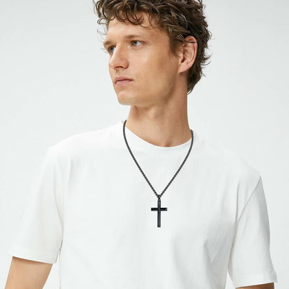 Black Cross Necklace for Men 925 Sterling Silver Cross Pendant Necklace Cross Jewelry Gifts for Men Women