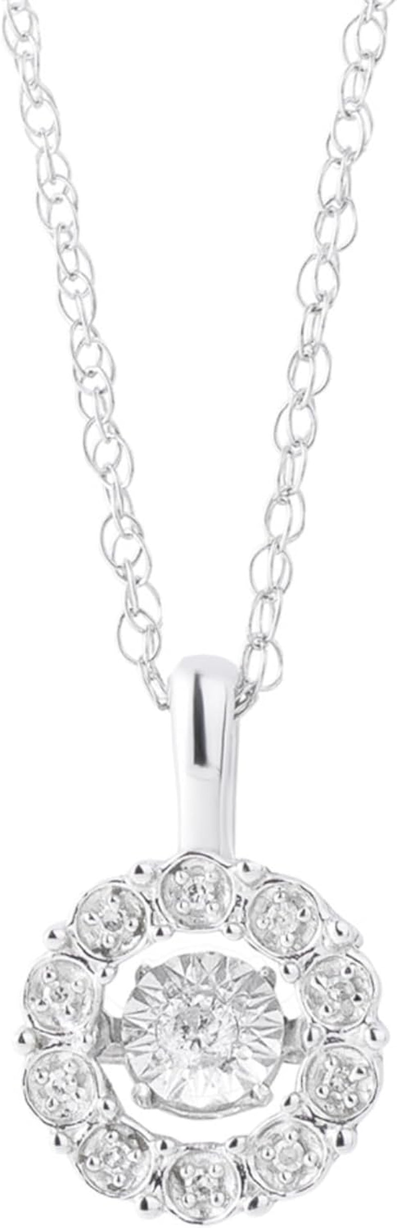 Dancing Diamond Necklaces for Women | Sterling Silver Diamond Necklace with 18 Inch Chain | Real Diamond Pendant Necklaces | Diamond Jewelry for Women