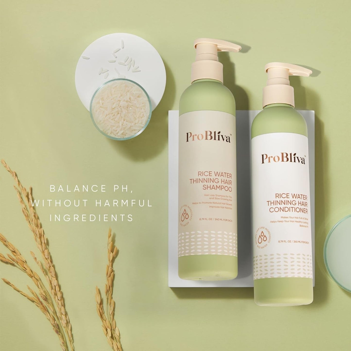Rice Water Thinning Hair Shampoo & Conditioner - anti Hair Loss - Regrowth & Thickening
