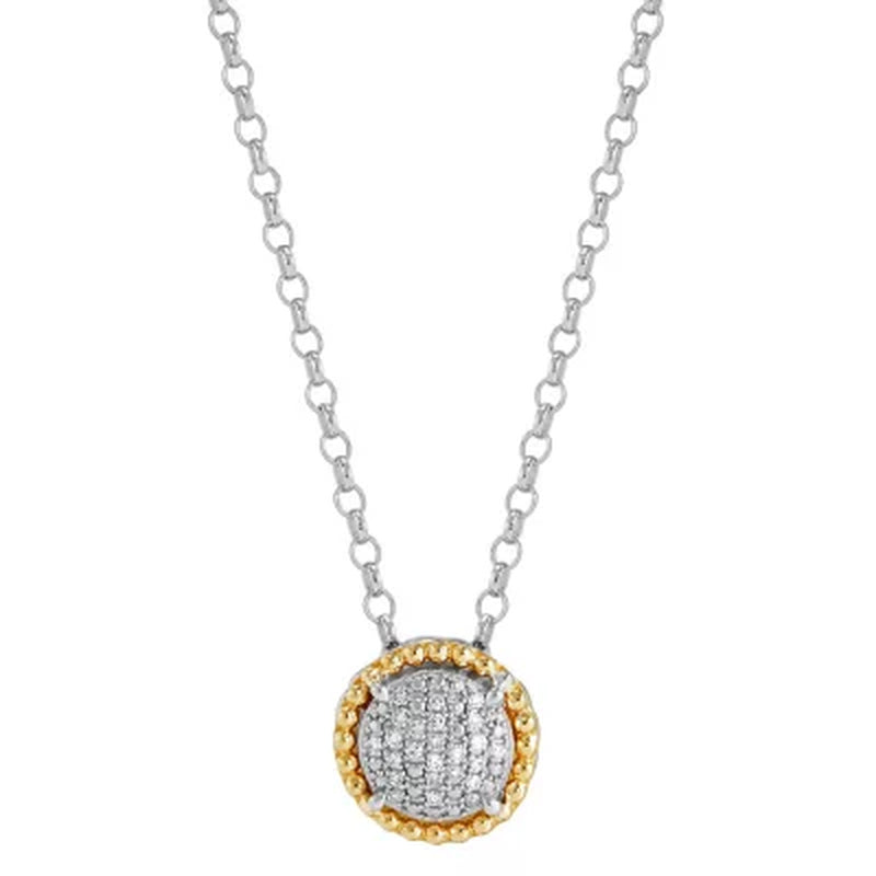 0.20 CT. T.W. Diamond Halo Pendant and Earring Set in Sterling Silver and 14K Yellow Gold