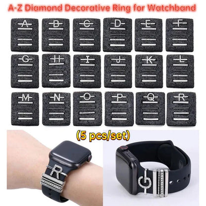 For Apple Watch Band Metal Charms Decorative Ring Diamond Ornament Smart Watch Strap for Iwatch Bracelet Watch Band Ornament