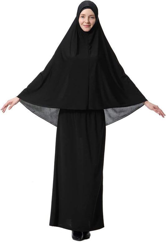Muslim Islamic Women'S Khimar 2Pcs Sets Soft Distinctive Prayer Dress Hijab Abaya Suit(10 Colors Available)