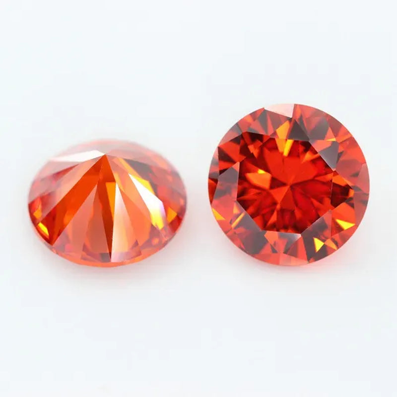 Orange Cubic Zirconia round Shape Brilliant Cut Loose CZ Stone Synthetic Gems for Jewelry - WORLD TIME VISITS