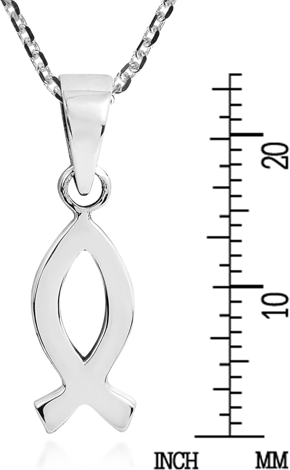 Faithful Christian Fish .925 Sterling Silver Pendant Necklace | Silver Pisces Necklace | Christian Fish Necklace