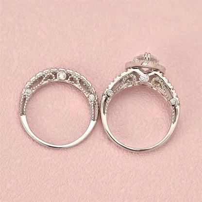 Newshe 4 Carats Wedding Teardrop Shape Engagement Ring Set for Women 925 Sterling Silver White Cubic Zirconia Size 4-13