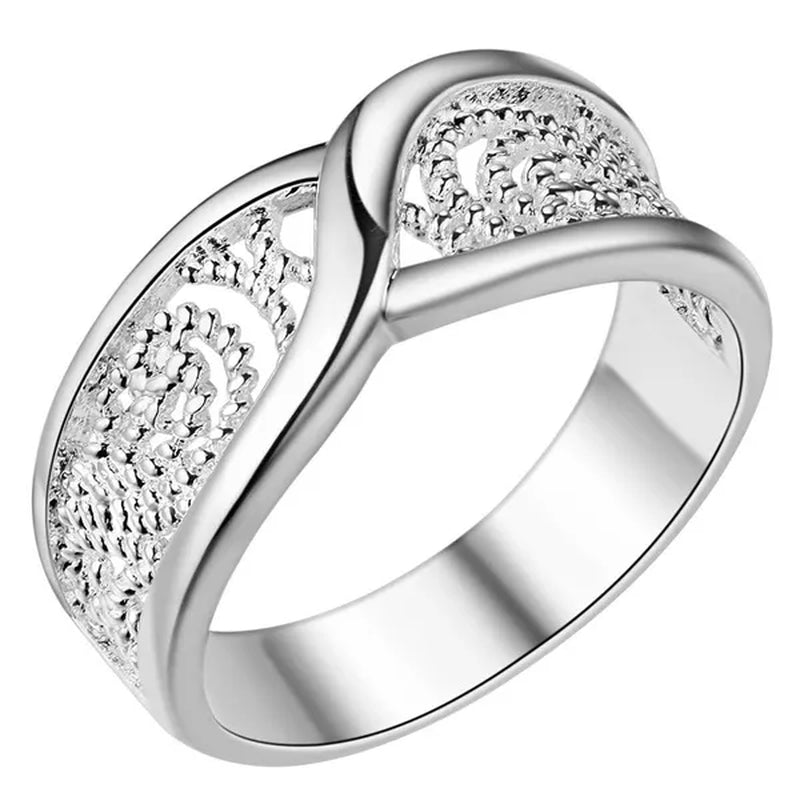 Gorgeous Rounded Hollow Shiny Ring Wholesale Price Fashion 925 Jewelry 925 Sterling Silver Rings for women Engagemetn/Wedding Party Jewelry Gift