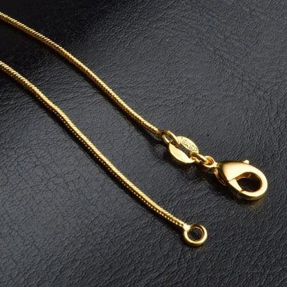 Best Ladies Chain Necklace Solid Surface Filled with 18K Gold and Italian 925 Sterling Silver Jewelry Figaro Snake Chain Necklace Fine Jewelry Length: 16-30 Inches
