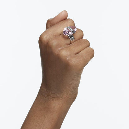 Lucent Crystal Ring Jewelry Collection, Rhodium Tone Finish, Pink Crystals