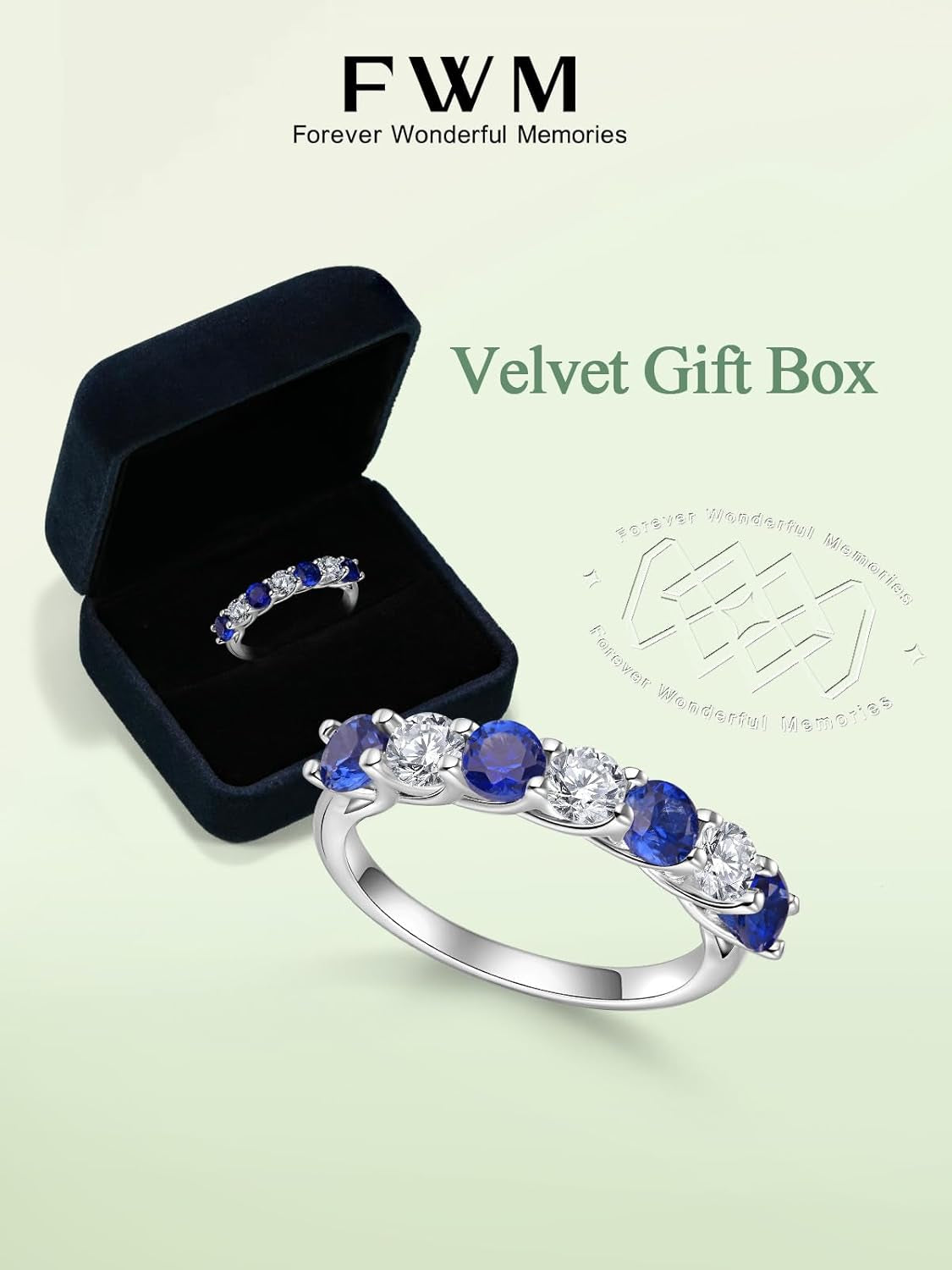 D Color VVS1 Clarity Moissanite and Sapphire/Ruby/Emerald Rings for Women, Solid 925 Sterling Silver, Anniversary Birthday Mothers Day Jewelry Gift, Stackable Wedding Ring, Size 4-11