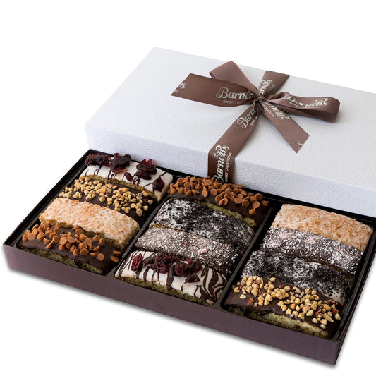 Fathers Day Gift Basket, 12 Gourmet Biscotti, Chocolate Candy Cookie Gift Box, Prime Gifts for Dad Son Grandpa Men, Father’S Snack Food Delivery Ideas, Assorted Cookies Baskets