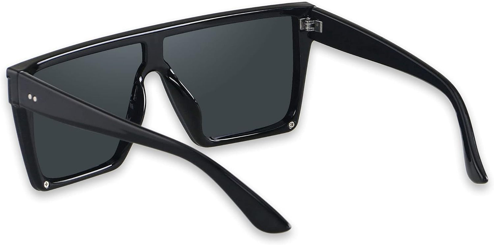 Square Oversized Sunglasses for Women Men Big Flat Top Fashion Shield Large UV Protection Rimless Shades - WORLD TIME VISITS