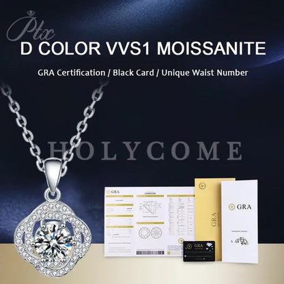 HOLYCOME Real Moissanite Diamond Necklace for Women Girls 925 Sterling Silver Mini Moissanite Rose Flower Pendant Necklace Fine Jewelry
