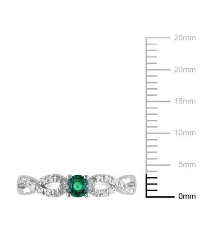 Women'S 1/10 CT Created Emerald 1/10 CT T.W. Diamond Sterling Silver Infinity Symbol Ring