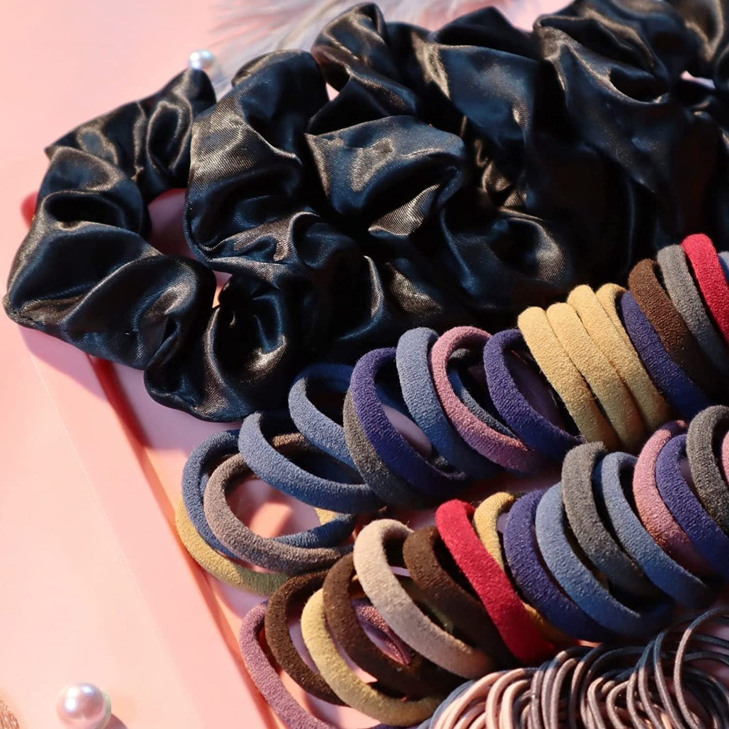 755PCS Hair Accessories for Woman Set Seamless Ponytail Holders Variety Hair Scrunchies Hair Bands Scrunchy Hair Ties for Thick and Curly (Mix)