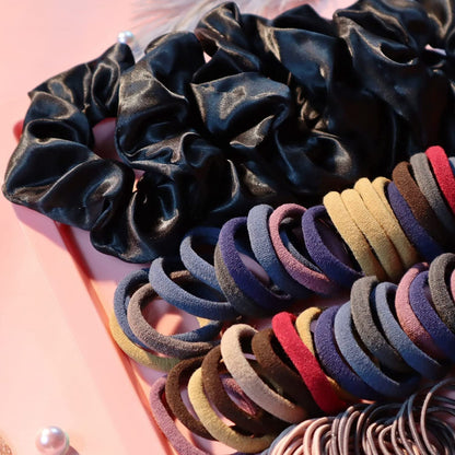 755PCS Hair Accessories for Woman Set Seamless Ponytail Holders Variety Hair Scrunchies Hair Bands Scrunchy Hair Ties for Thick and Curly (Mix)