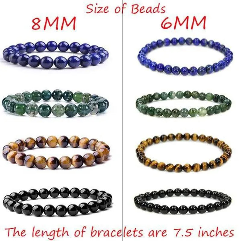 6mm 8mm Natural Stone Chakra Beaded Charm Bracelets Tiger Eye Amethyst Lapis Lazuli Healing Beads Bracelet Women Yoga Jewelry