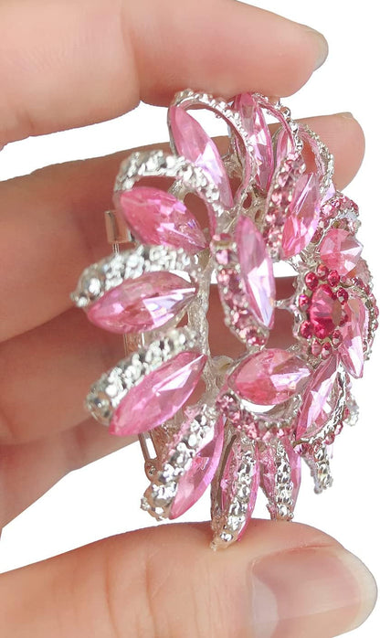 Crystal Diamond Flower Brooch Pin for Women Girls Brides