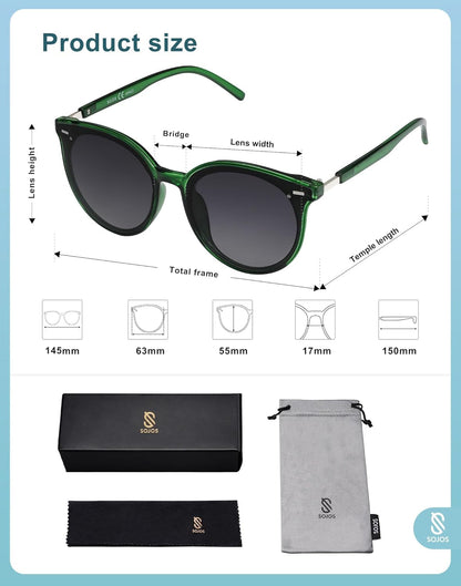 Sunglasses Womens Trendy 2025 Classic round Retro Vintage Shades Large Frame Sunnies SJ2067