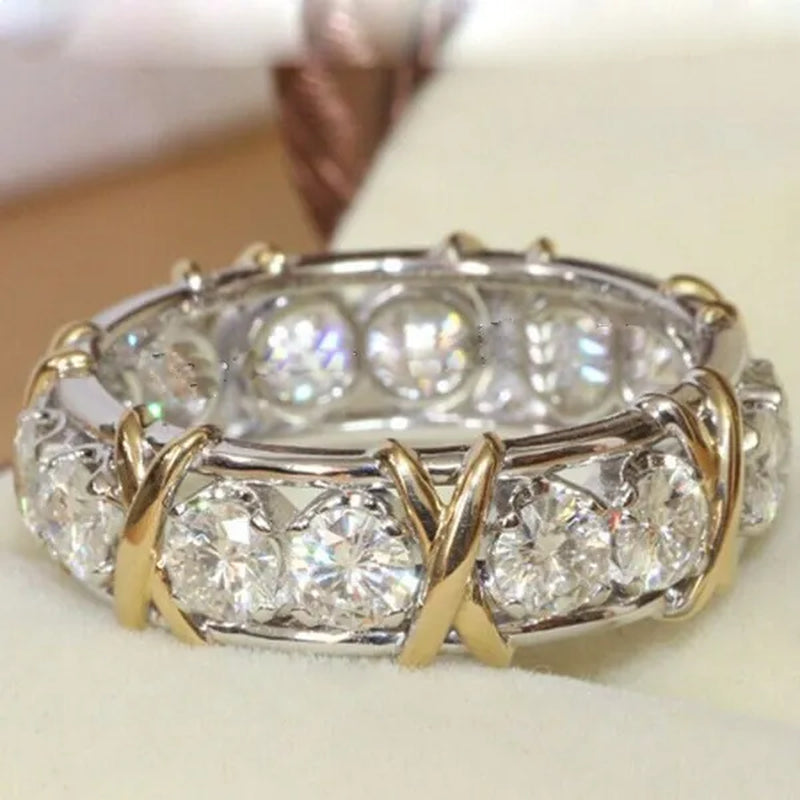 Luxurious Silver Glod Filled Natural Gemstones White Sapphire Wedding Birthstone Bride Flower Engagement Ellipse Ring Jewelry Size 6 7 8 9 10