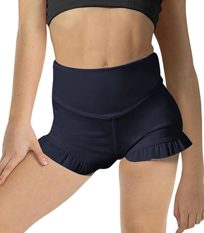 Girls Athletic Shorts High Waisted Ruffle Dance Shorts Yoga Workout Running Shorts - WORLD TIME VISITS