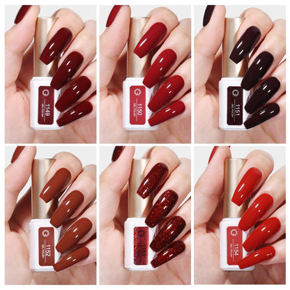 Burgundy Red Gel Nail Polish Set of 6 Colors Including Black Glitter Red Gel Polish Kit U V LED Soak off Nail Polish Home DIY Manicure Nail Salon Varnish