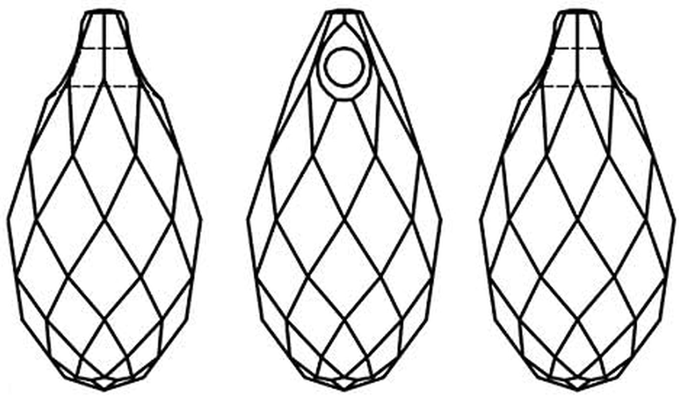 13 X 6.5Mm Austria Crystal 6010 Briolette Pendant by 4-Pcs (Jet)