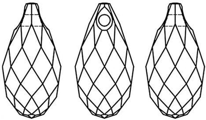 13 X 6.5Mm Austria Crystal 6010 Briolette Pendant by 4-Pcs (Jet)
