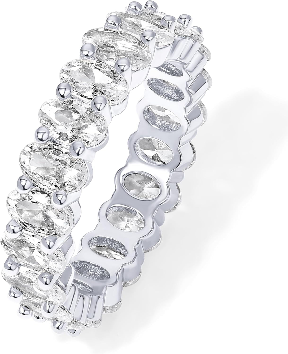 14K Gold Plated Rings - Oval Cubic Zirconia Love Ring and Eternity Ring - 5Mm Stackable for Women - WORLD TIME VISITS