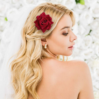 2.75" Rose Hair Clip Flower Hairpin Rose Brooch Floral Clips for Woman Girl Party Wedding Pack of 3
