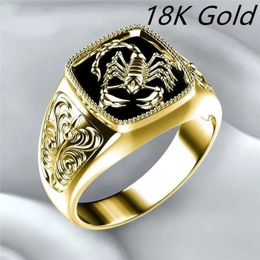 Exquisite Men's Retro Animal Relief Punk RING Silver Plated Ring Gold Plated Ring Party Carnival Banquet Wedding Classic Handsome Jewelry Ring Festival Jewelry Christmas Valentine's Day Anniversary Gift Size 6-13